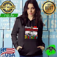 Merry Christmas And Yes It's My Santa Hat Birthday Family Matching Xmas T-Shirt Hoodie