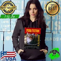 Purr Fiction Cat And Mouse Top Cute Cat Lover Parody T-Shirt Hoodie