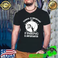 School is important but fishing is importanter stars moon fishing T-Shirt Guys V Neck