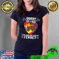 Sorry I'm Late I Was Cuddling With My Ferret Stars Heart Colors T-Shirt Ladies Tee