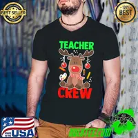 Teacher Crew Official Team Outfit Christmas Teacher T-Shirt Guys V Neck