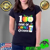 Tie Dye 100 Days Of Coffee & Chaos 100th Day School Teacher Apples T-Shirt Ladies Tee
