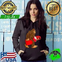 Valentine Bigfoot Carrying Gnome Christmas Sasquatch T-Shirt Hoodie