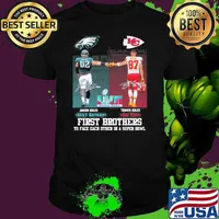 First brothers to face each other in a super bowl Jason Kelce sexy batman Travis Kelce big yet Eagles Chiefs signatures shirt