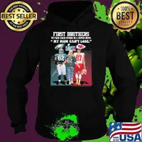 First brothers to face each other in a super bowl my mom can't lose LVII Kelce signatures Kansas city Chiefs and Eagles s Hoodie