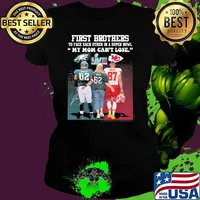 First brothers to face each other in a super bowl my mom can't lose LVII Kelce signatures Kansas city Chiefs and Eagles s Ladies tee