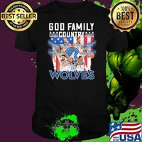 God family country Minnesota timberwolves signatures America flag shirt