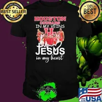 Houston cougars in my veins Jesus in my heart shirt
