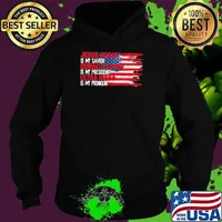 Jesus Christ is my savior Donald Trump is my president ultra maga is my pronoun America flag s Hoodie