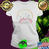 Keep looking up that's the secret of life snoopy and woodstock rainbow s Ladies tee