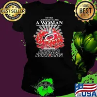 Never underestimate a woman who understands basketball and loves Carolina hurricanes s Ladies tee
