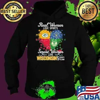 Real women love sports smart women love Wisconsin's sports team Milwaukee brewers Milwaukee bucks green bay packers s Hoodie