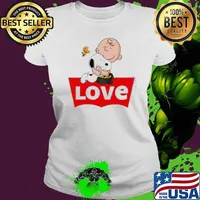 Snoopy hug Charlie Brown woodstock love s Ladies tee
