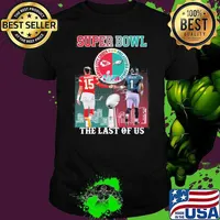 Super Bowl Kansas city Chiefs Philadephia Eagles the last of us Mahomes and Hurts signatures shirt
