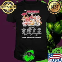 The Arkansas Razorbacks 100th anniversary 1923-2023 thank you for the memories signatures shirt