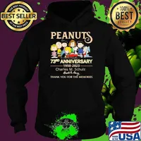 Awesome peanuts 73rd anniversary 1950-2023 Charles M.Schulz thank you for the memories signature s Hoodie