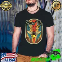 Earth Day Save The Bees Retro Graphic Earth Day Party T-Shirt Guys V Neck