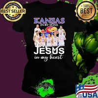 Kansas jayhawks in my Veins Jesus in my heart signatures s Ladies tee