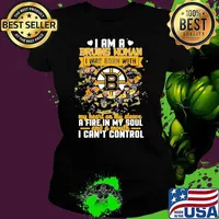 Premium i am a Bruins woman I was born with my heart on my sleeve a fire in my soul shirt