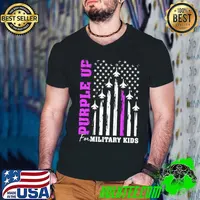 Purple Up For Military Kids Military Child Month Air Force Usa Flag T-Shirt Guys V Neck
