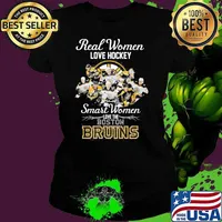 Real women love hockey smart women love the Boston Bruins signatures s Ladies tee