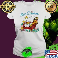 Snoopy and woodstocks best grandma flowers s Ladies tee