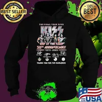 The final tour ever Kiss end of the road 50th anniversary 1973-2023 thank you for the memories signatures s Hoodie