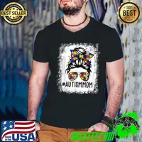 Be Kind Messy Bun Woman Autism Awareness Month Puzzle Piece T-Shirt Guys V Neck