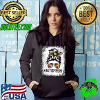 Be Kind Messy Bun Woman Autism Awareness Month Puzzle Piece T-Shirt Hoodie