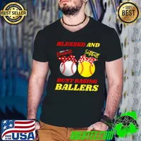 Blessed And Busy Raising Ballers Softball Baseball Mom Mother's Day T-Shirt