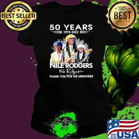 Chic Band 50 Years 1972-2022 Nile Rodgers Signed Thank You For The Memories signature Shirt Ladies tee