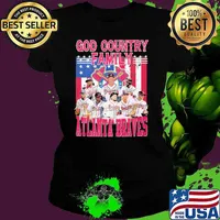 God country family Atlanta Braves America flag signatures s Ladies tee