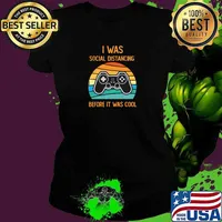 I Was Social Distancing Before It Was Cool Video Game Vintage Sunset T-Shirt Ladies tee