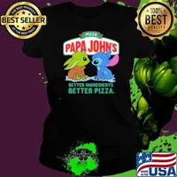 Pizza papa john's better ‌ingredients better pizza baby yoda stitch s Ladies tee