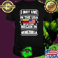I May Live In The USA But My Story Began In Venezuela Flag Stars T-Shirt Unisex