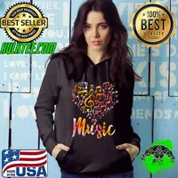 Musical Instrument Music Notes Treble Clef Watercolors T-Shirt Hoodie