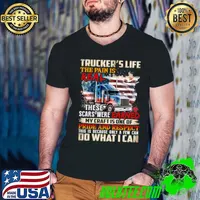 Trucker's life the pain is real scars were earned pride and respect truck us flag T-Shirt Guys V Neck