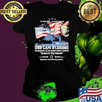 Awesome uss Cape St. George CG - 71 Alwyas Victorious american flag s Ladies tee