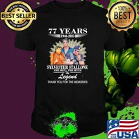 Best 77 years 1946 2023 Sylvester Stallone thank you for the memories signature shirt