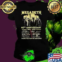 Megadeth 40th anniversary thank you for the memories signature shirt