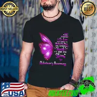Buterfly They Whispered Her Cannot She Whispered I Am The Storm Alzheimer's Awareness T-Shirt