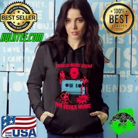 Church Music Sucks Try The Devil's Music Retro Cartoon T-Shirt Hoodie