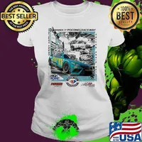 Denny Hamlin Checkered Flag Sports 2023 400 Race Winner At Pocono Raceway Signature s Ladies tee