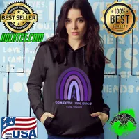 Domestic violence survivor rainbow ribbon purple T-Shirt Hoodie