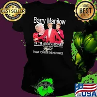 Funny barry manilow 59th anniversary 1964 2023 thank you for the memories signature s Ladies tee