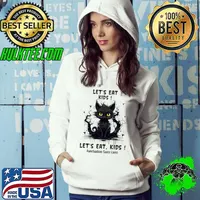 Halloween Let's Eat Kids Let's Eat Kids Punctuation Saves Lives Black Cat T-Shirt Hoodie