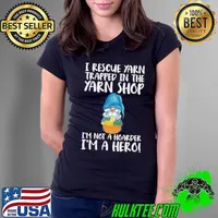 I Rescue Yarn Trapped In The Yarn Shop I'm A Hero Knitting Gnome with Chrismas T-Shirt Ladies Tee