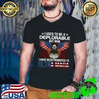 I Used To Be A Deplorable But Now I Have Been Promoted To Ultra Maga Eagle Usa Flag T-Shirt