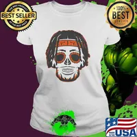 Ja'marr Chase Sugar Skull Football American Cincinnati Bengals NFL T-Shirt Ladies tee