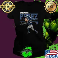 Salvador Perez Signature Baseball Catcher 1990 for the Kansas City Cartoon T-Shirt